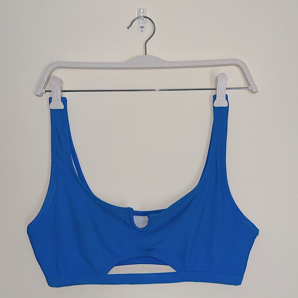 blue keyhole bikini top